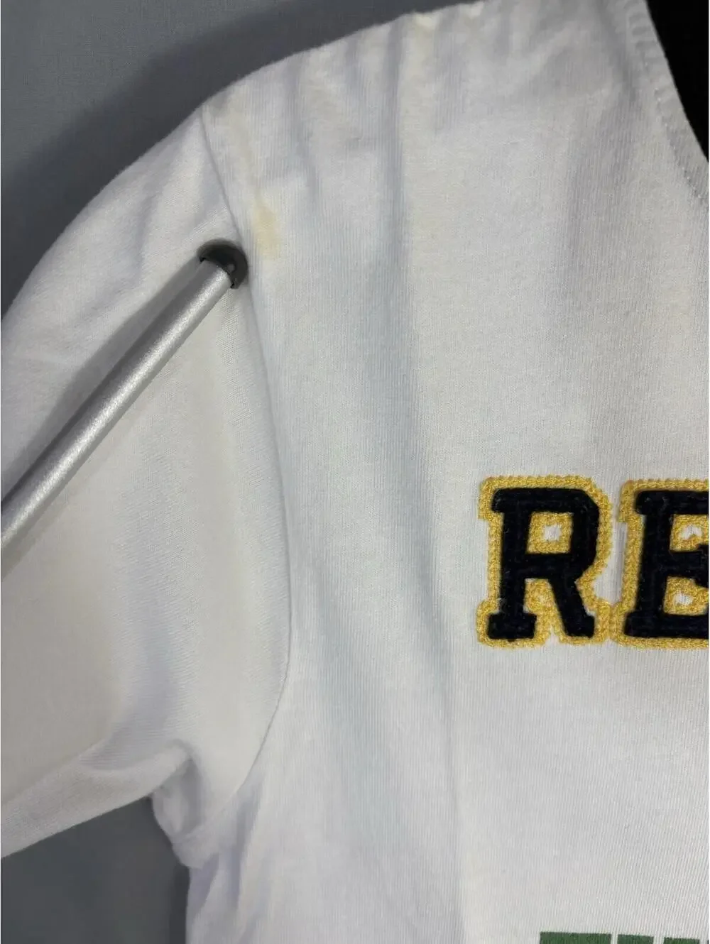 Vtg Gymboree 8Y Respect The Ref Soccer Ringer T Shirt White Cotton Embroidered